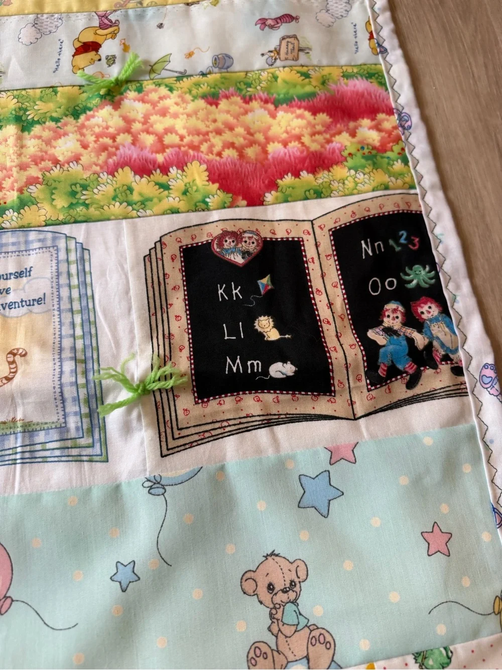 NEW Vintage Baby Toddler Quilt Patchwork Handmade Nursery Rhymes Winnie The Pooh